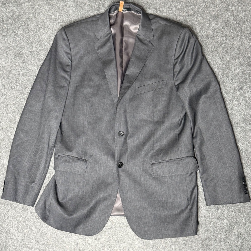 Mens Grey 100% Wool 2 Button Suit Set 42R W36 Made in USA 3510/2FP - Picture 2 of 16